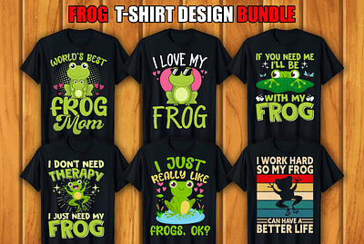 Frog T-shirt Design Bundle retro vintage