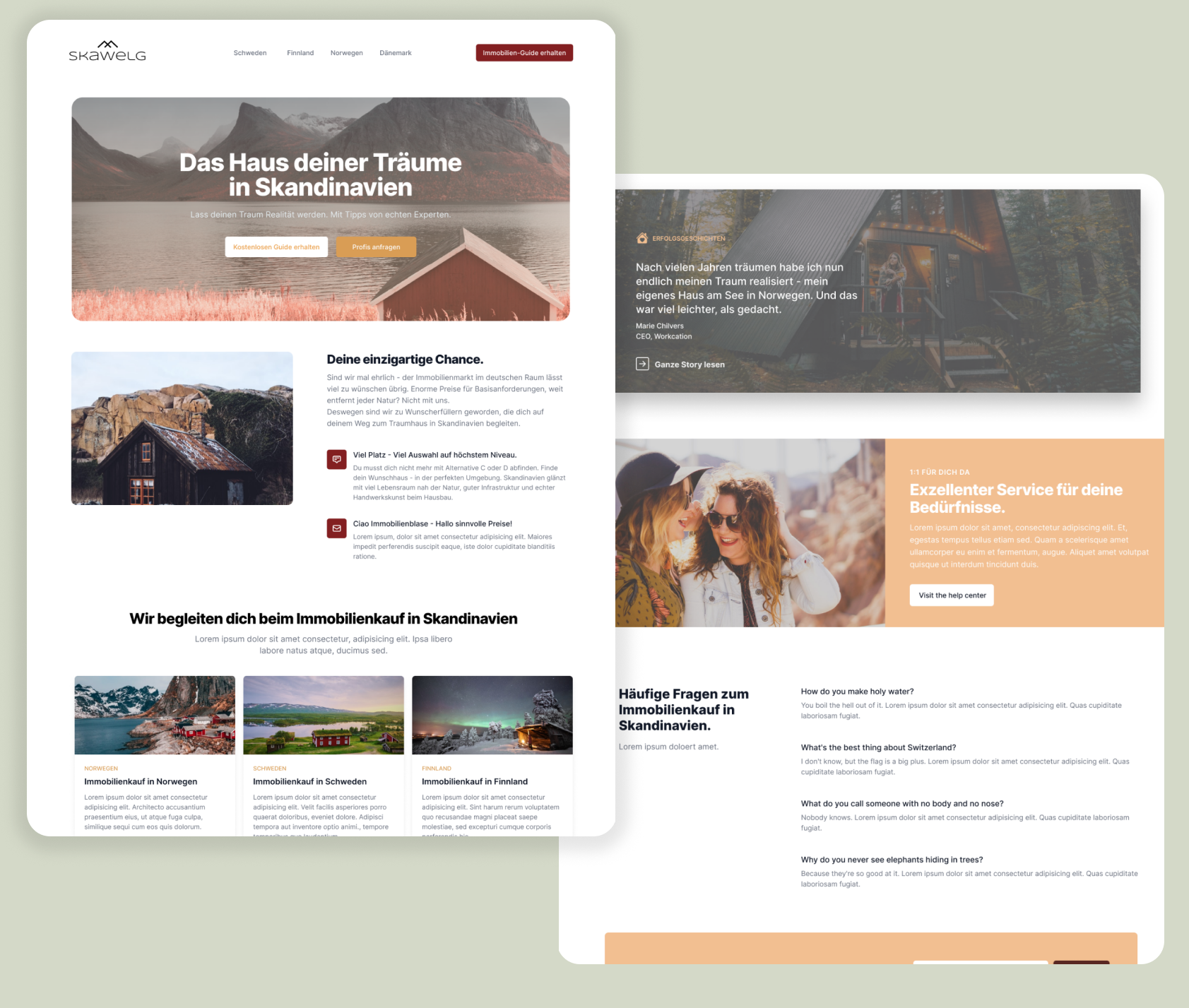 Example of Minimalistic webdesign for scandinavian housing company skawelg