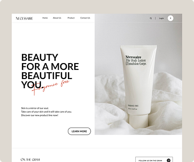 Day 003 — Beauty Product Landing Page | 100 days UI challenge app beauty beauty product beautycare brand design branding challenge daily design design challenge landing page landing page design lotion product skincare ui web design website website design