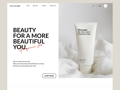 Day 003 — Beauty Product Landing Page | 100 days UI challenge app beauty beauty product beautycare brand design branding challenge daily design design challenge landing page landing page design lotion product skincare ui web design website website design