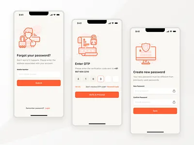 Authentication & Password Reset UI appdesign branding cleanui design loginflow mobileapp otp passwordreset productdesign ui uidesign ux uxdesign
