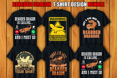 Bearded Dragon T-shirt Design Bundle retro vintage