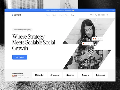 Springrill Landing Page Hero Exploration branding clean ui design herosection illustration interaction interactiondesign landingpage minimal minimaldesign product design typogaphy ui uiux webdesign