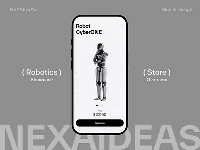 Robot Ecommerce Interface - Motion Study 3d animation cyberone ecommerce futuristic interaction minimal mobile app motion design robot uiux user experience web design