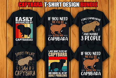 Capybara T-shirt Design Bundle retro vintage