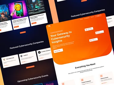 Landing Page Concept – Organized Information Layout cybersecurity dark mode landing page news news portal saas ui design web design