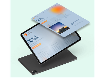 Modern B2B Website in blues and oranges, concept blue circle gradient modern orange ui ux webdesign