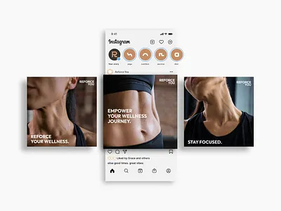 Instagram Kits- Yoga Brand aesthetic branding banner design colors feminine brand instagram instagram banner logo design minimal logo posters social media kits stationery strong branding typography ui yoga branding