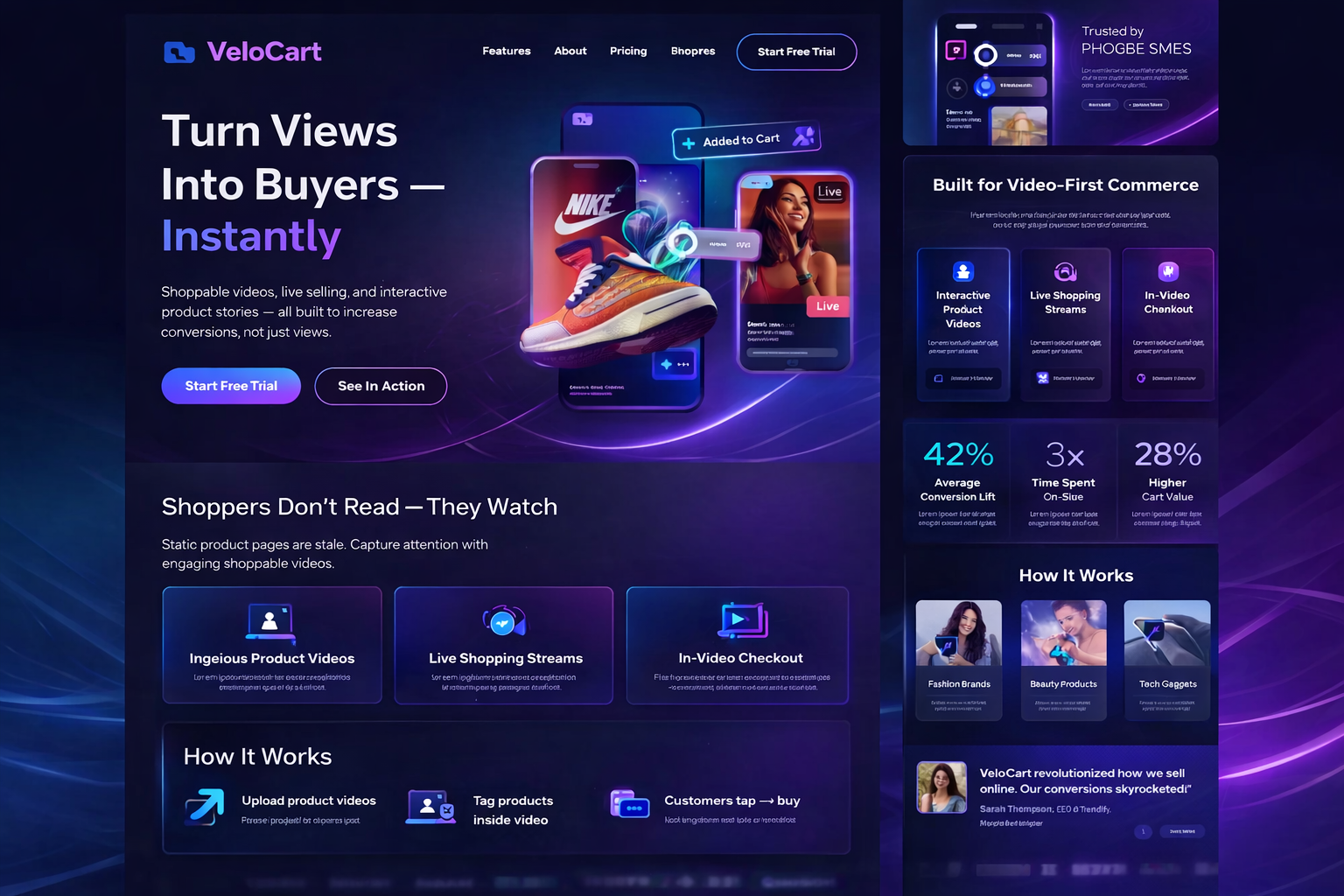 VeloCart landing page design branding design figma framer graphic design landing page design logo ui website wireframe