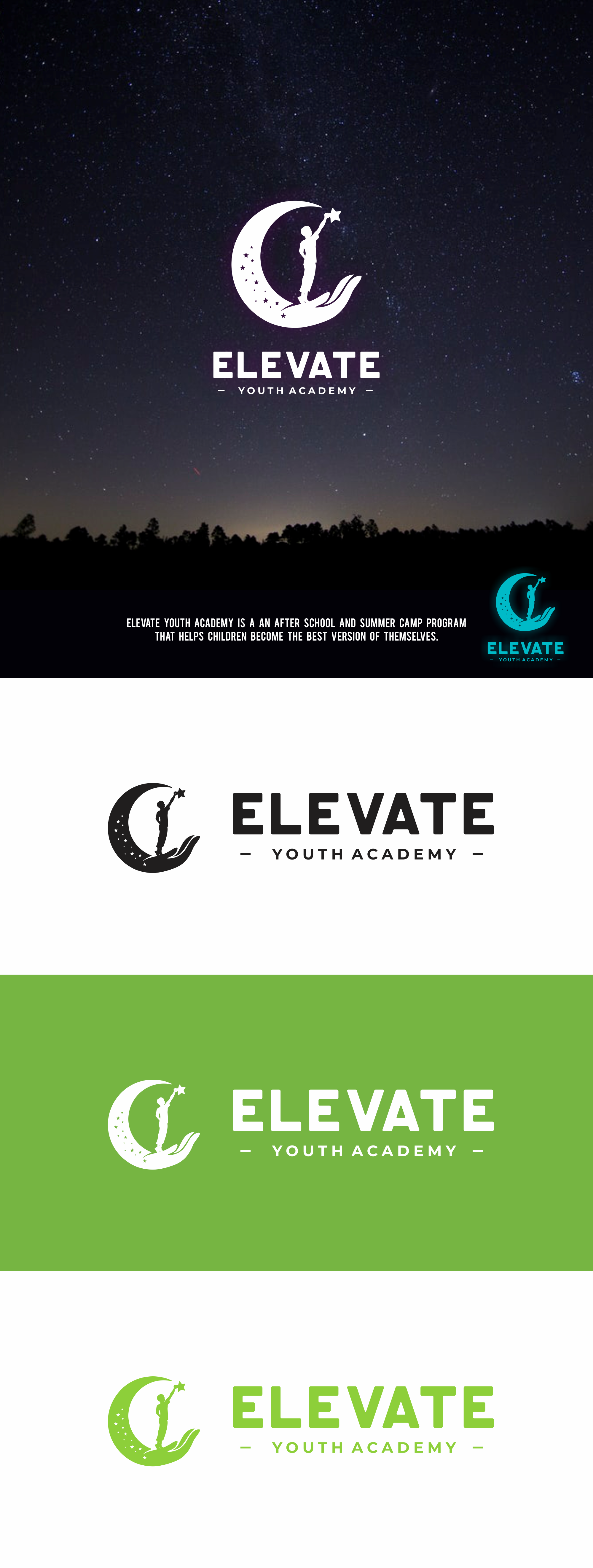 Elevate Youth Academy — Reaching for the Stars academy brandidentity branding clean concept education identitydesign inspirational kids logo logodesign logomark mentorship minimal modernlogo nonprofit symbolic typography vector youth