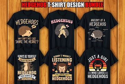 Hedgehog T-shirt Design Bundle retro vintage