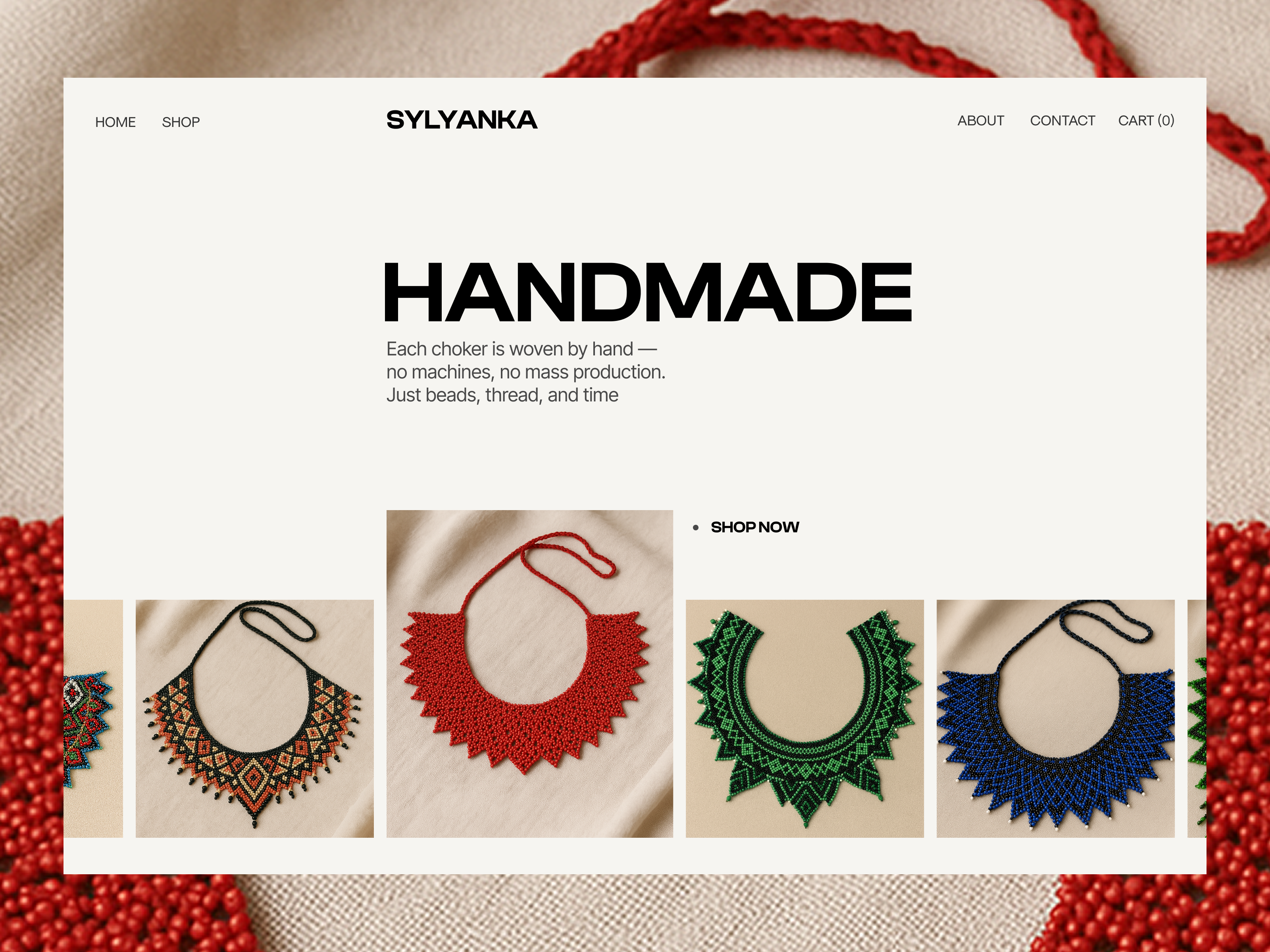 🪡 Web design for handmade jewelry brand | Hyperactive branding design ecomm ecommerce handmade hero hyperactive image jewelry landing page product design shopping store ui ux web design