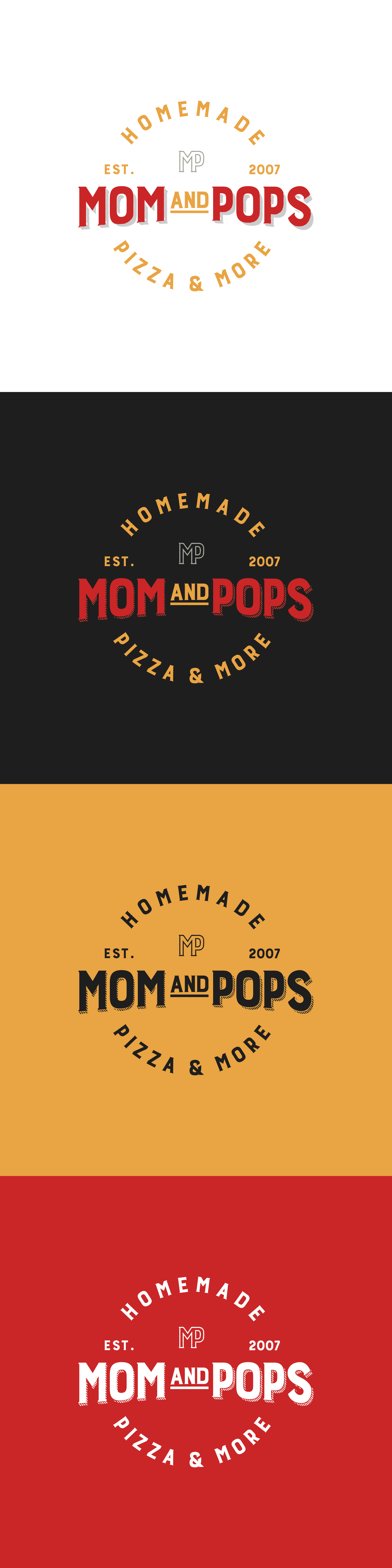 Mom and Pops — Homemade with Heart badge brandidentity branding classic concept foodlogo homemade hospitality identitydesign logo logodesign logotype modernvintage pizza pizzeria restaurant retro typography vector vintage