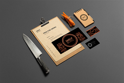 SHELF & CALL | Branding Mockup advertising brand branding design graphic design logo logo design logotype menu mock up mockup product design restaurant seal