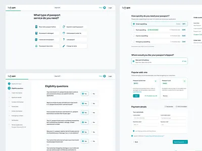 Passport application flow for HelloGov add on application application form checkout egov flow form government hellogov mobile onboarding onboarding passport passport application progress shipping sidebar step by step summary to do