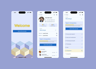 Mobile app of the online learning resource animation design learning resource mobile app motion graphics online courses online learning online school personal accaunt ui uiux ux web