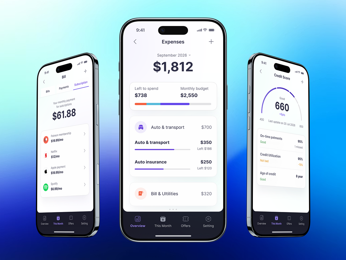 Finance App UI – Expense Tracking & Credit Insights