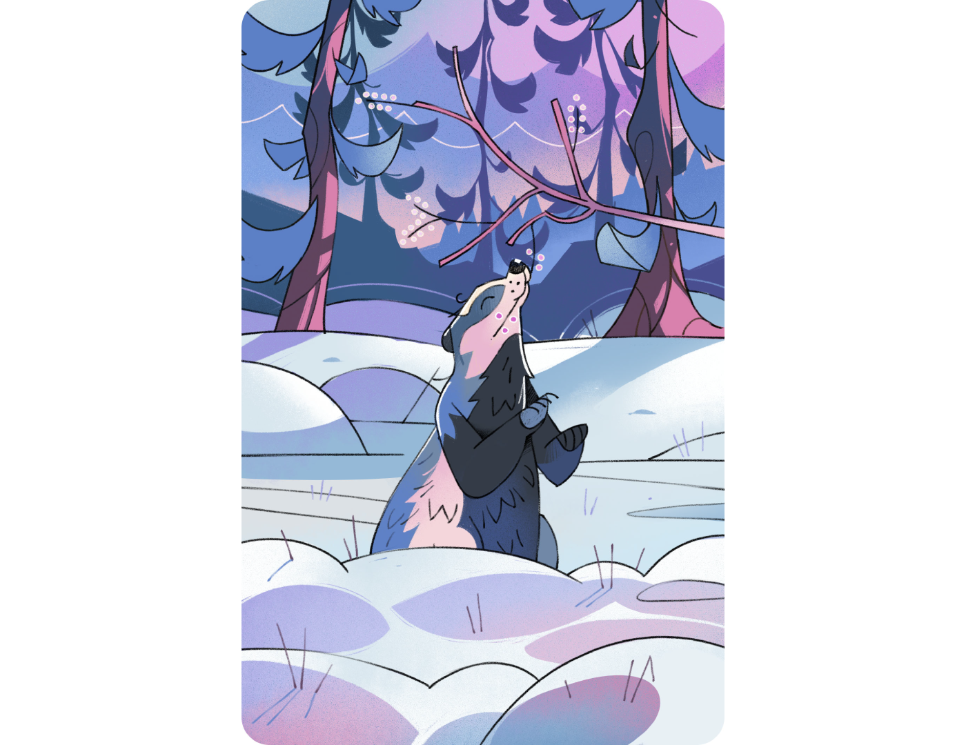 Winter Badger 2d illustration badger book card cards deck character character design children illustration cozy winter cute animal flat forest illustration landscape nature poster snow wildlife winter