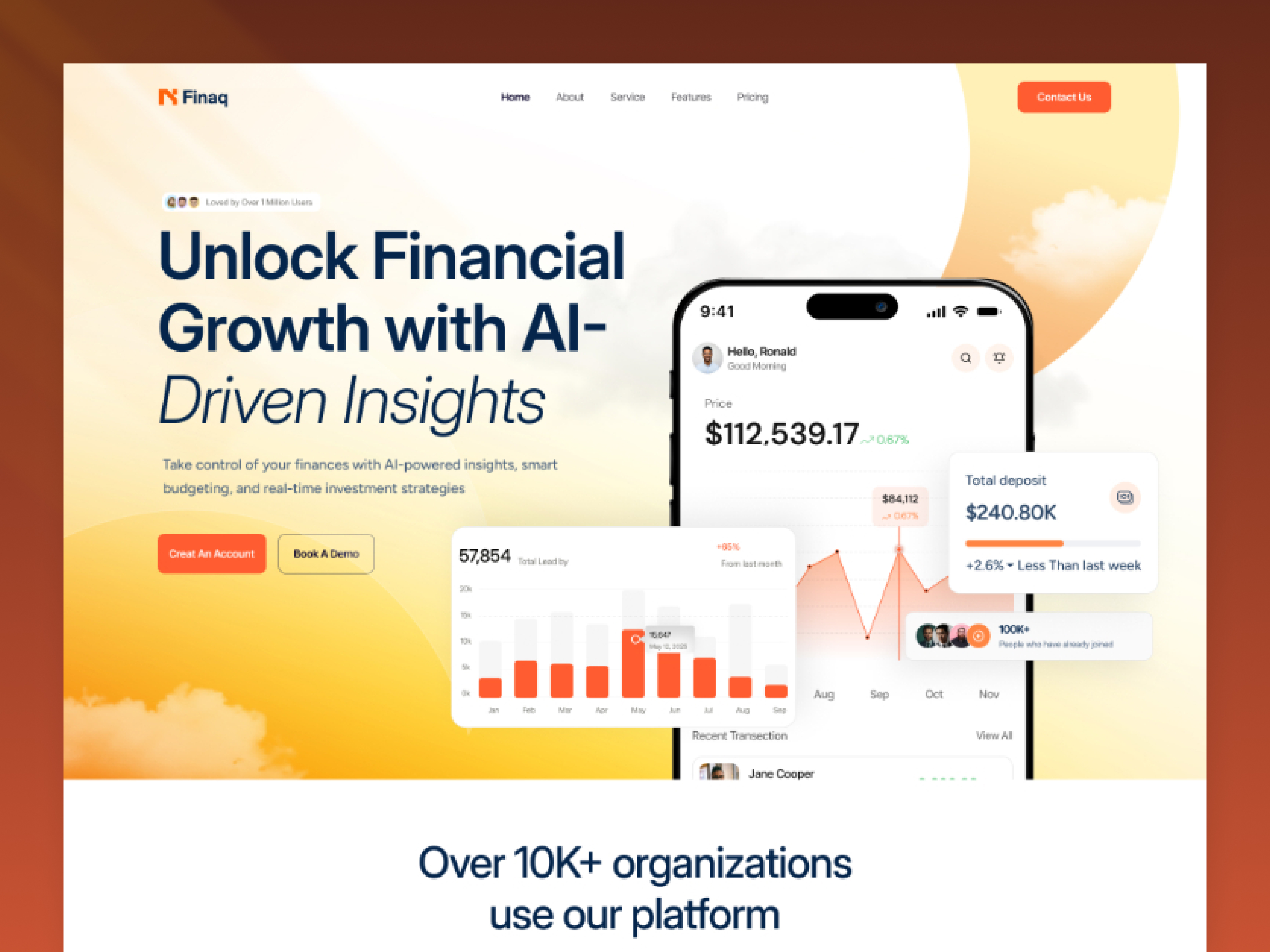 Example of AI Finance SaaS – Landing Page Design