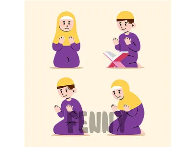 A Group of Children Depicted in a Touching Moment of Prayer blessing connection crescent culture fasting happiness islamic mosque muslim namaz peace prayer praying quiet religion religious salat serenity spirituality tradition
