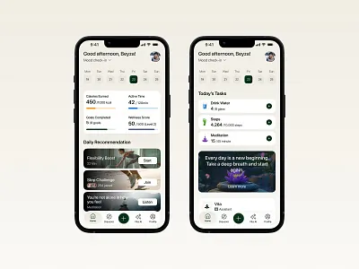 Wellness & fitness app dashboard concept. Daily habits, wellness 3d animation app branding design graphic design illustration logo motion graphics typography ui ux uı