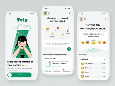 Emotion Tracker Mobile App android app design emotion tracker healthcare ios meditation mental health mindfulness app mobile mobile app mood app mood tracker mood tracker app psychology self care stress app telemedicine