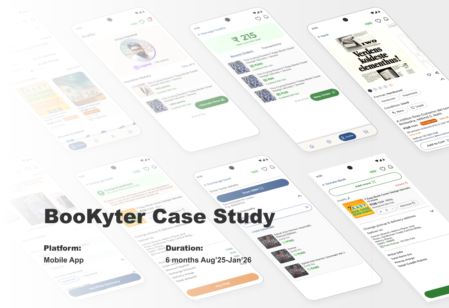 Bookyter Selling, Recycling Case Study app typography ui ux