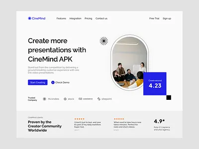 CineMind Ai Presentation Website ai ai application ai design ai video create ai website animation automotion creative design graphic design landing page design minimal design minimal wwebsite presentation presentation create ui user experience website presentation