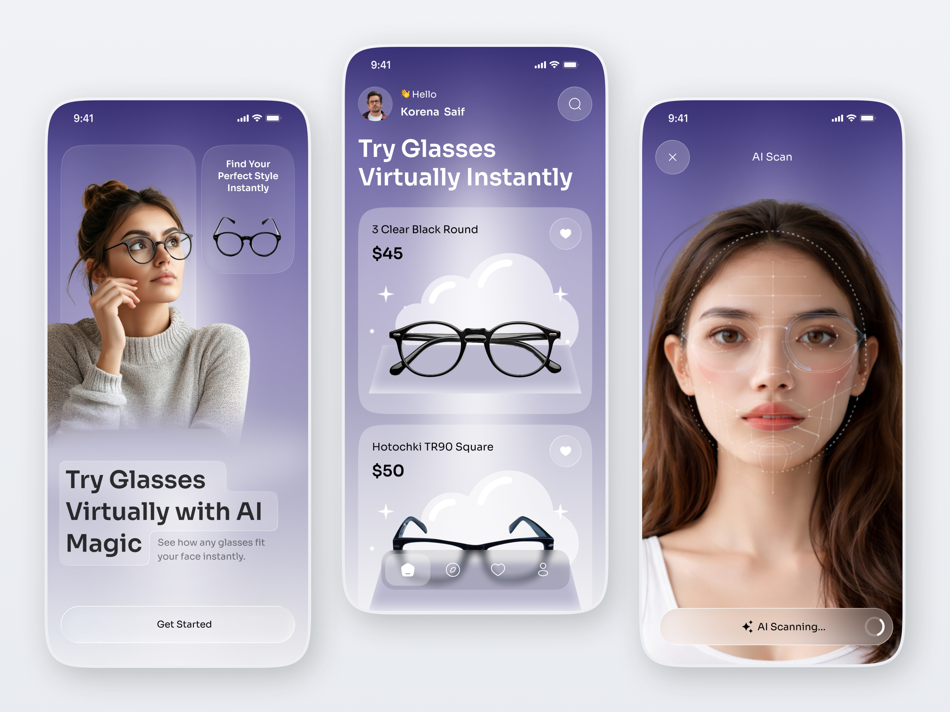 AI-Powered Glasses Fitting & Ecommerce App ai face mapping ai glasses app ai scan ar try on ecommerce app eyewear app eyewear ecommerce eyewear mobile app face detection ai face recognition fashion ai app fashion tech glasses app glasses shopping app optical app design optometry app smart face scan virtual fitting virtual try on