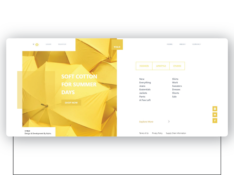 YELO — Summer Editorial Concept app branding ecommerce graphic design landing page minimal minimalist ui web web design website