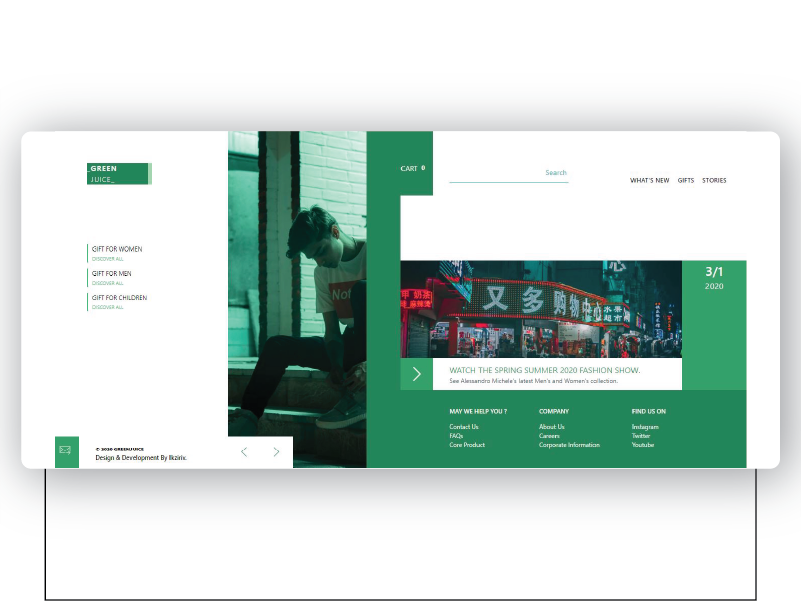 Green Juice — Editorial UI Concept app branding ecommerce fashion landing page minimal ui web web design website