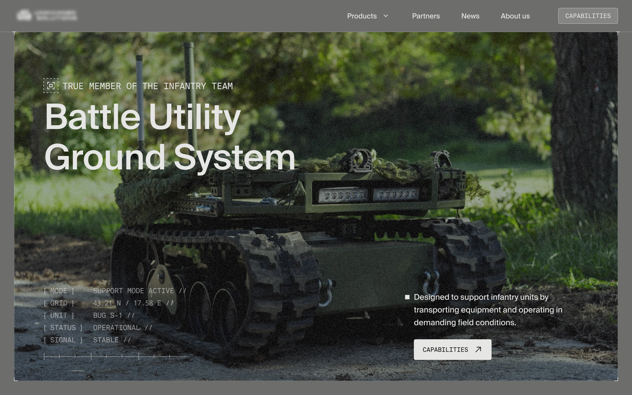 Hero design concept for a defence technology company
