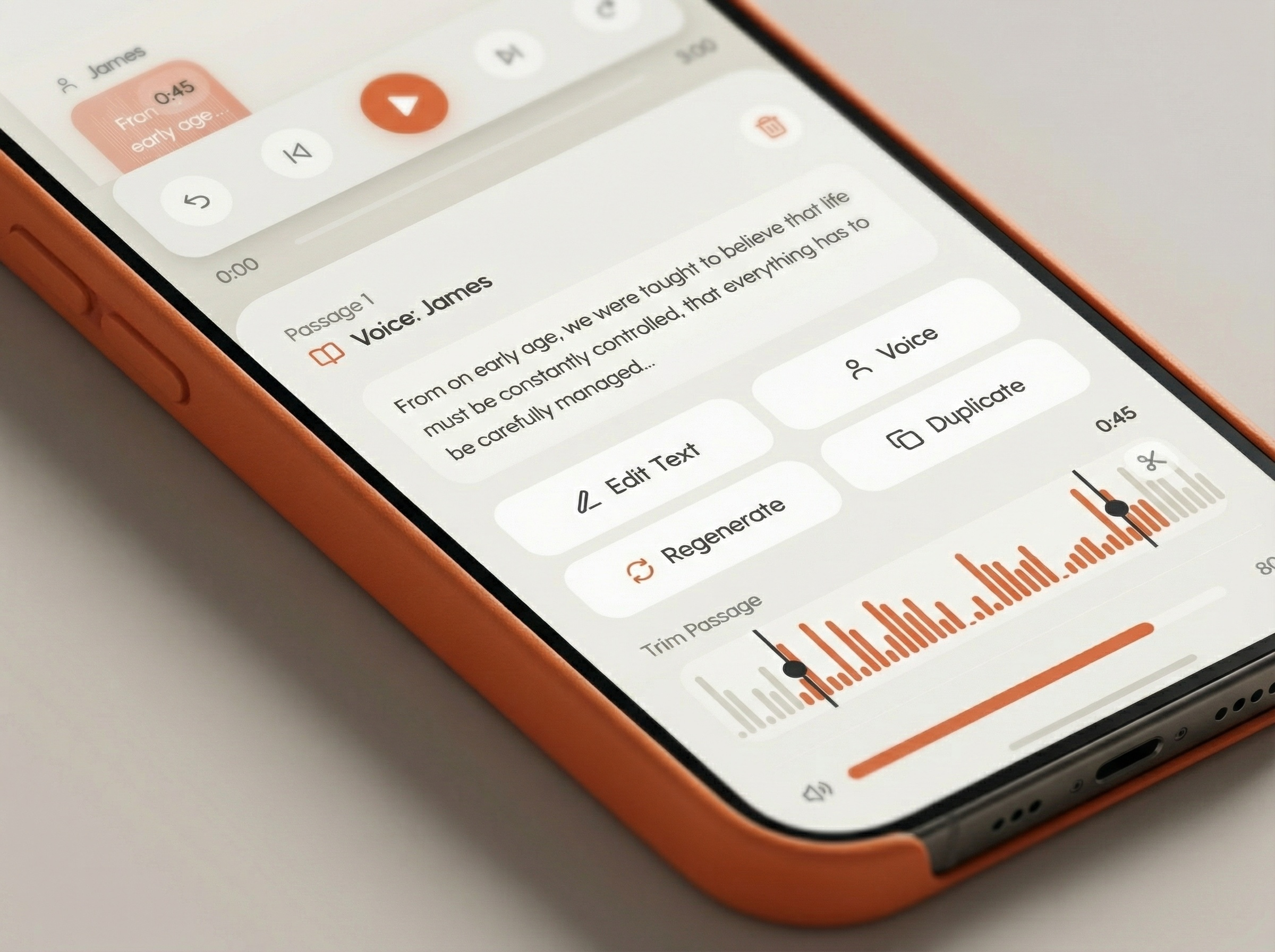 Voice AI Tool: Studio Mobile Screens ai app audio editing tool eq mastering mobile platform sound studio text to speech trimming voice
