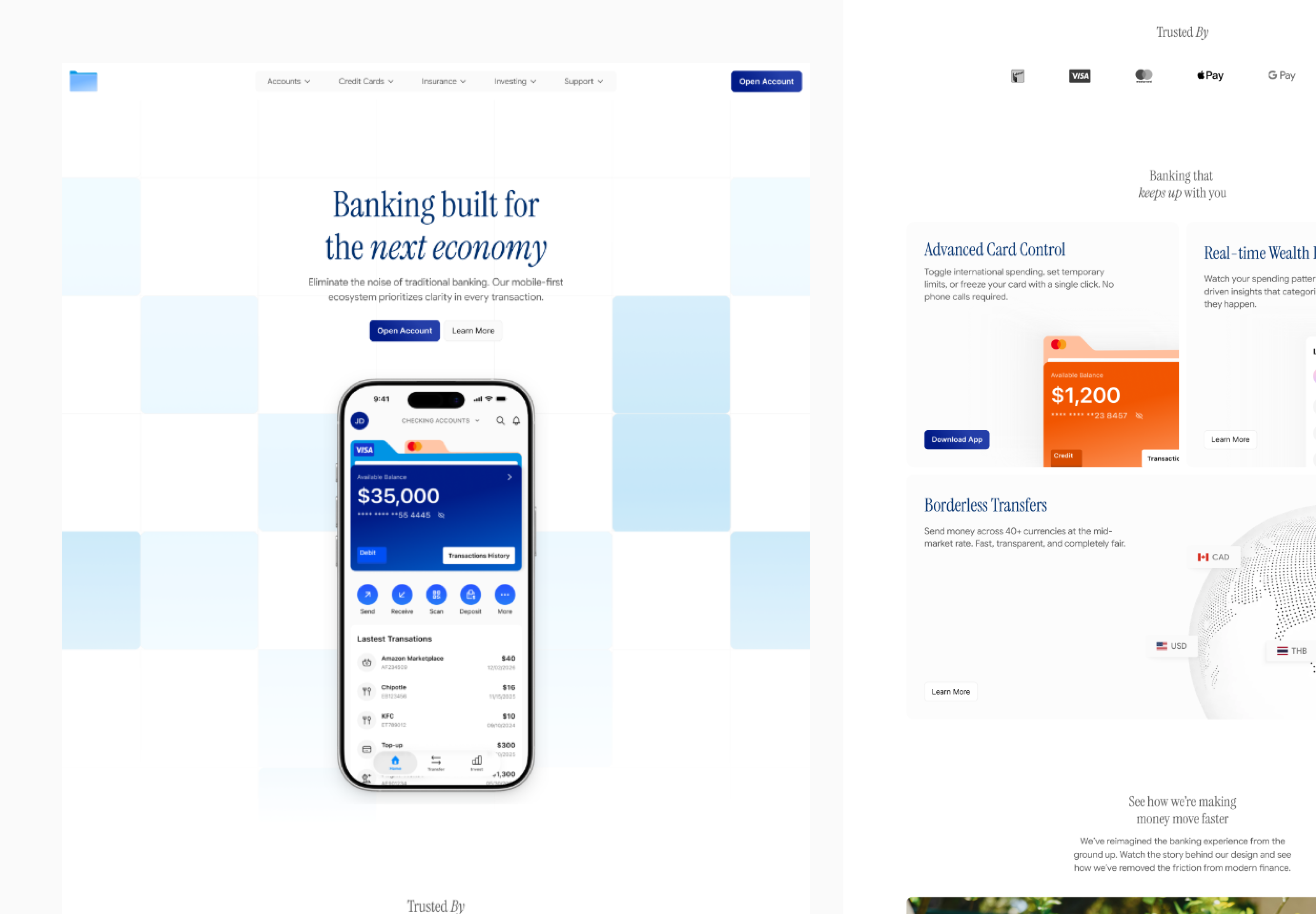 Banking Website Design for App banking banking app hero section mobile mobile app review section ui ux video section website