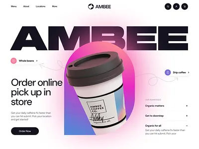 Ambee branding coffe design e commerce landing ui website