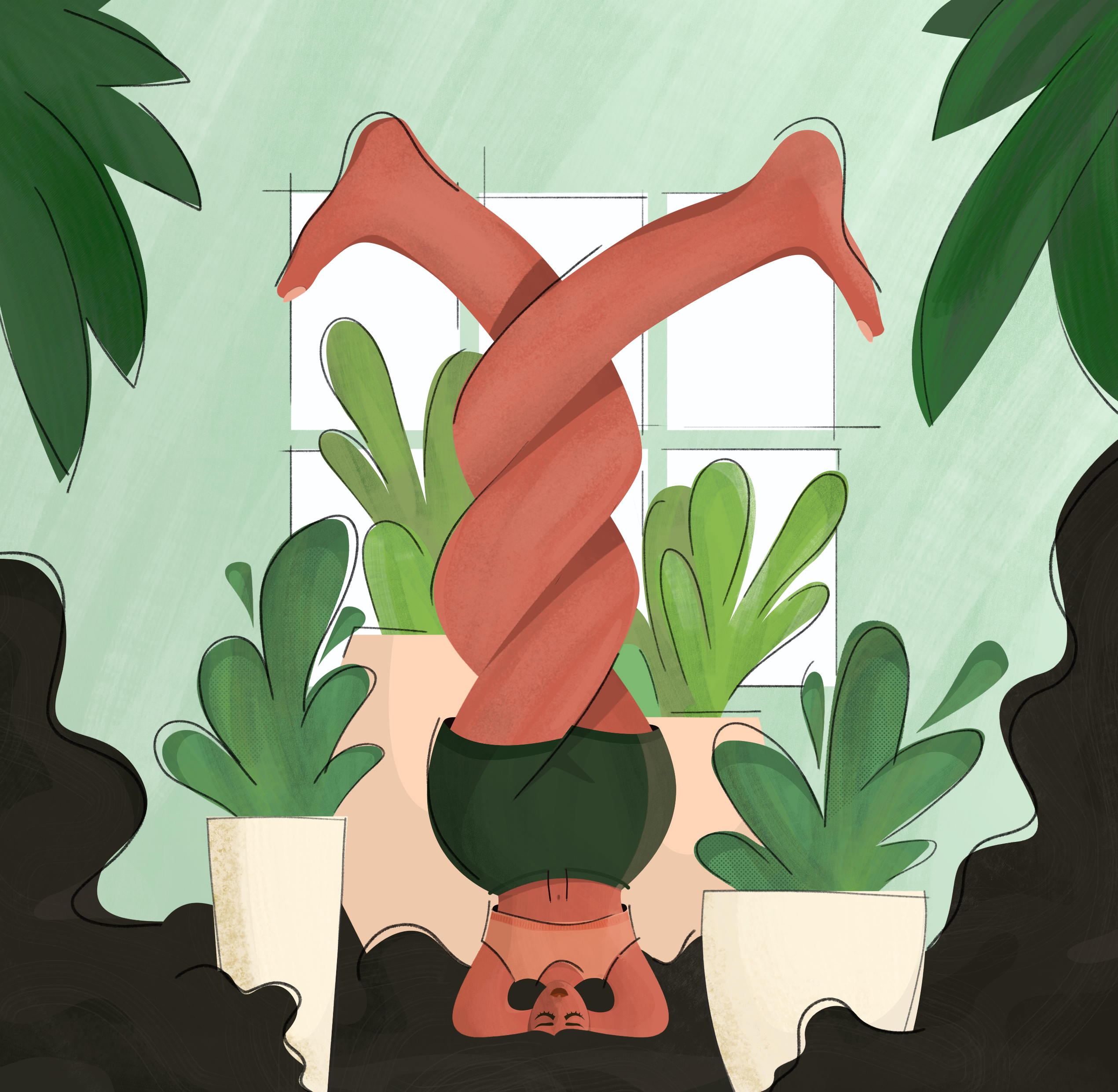 Balance Point balance design digitalillustration headstand illustration minimalart softcolors yoga