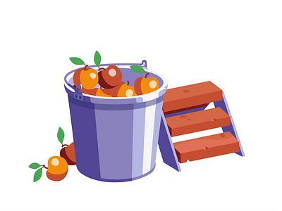 Bucket of apples apple apples bucket garden illustration ladder pail