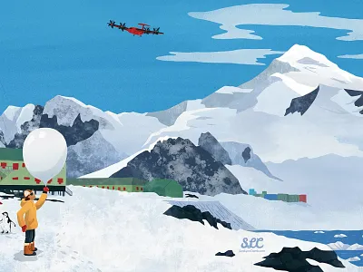 Rothera Antarctic Research Station illustration animals antarctica educational illustration illustration kidlitart mountains nonfiction research rothera sciart science snow