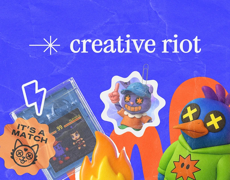 Creative Riot - Brand Identity, Website and Deck Design 3d branding creative deck design fun graphic design identity illustration logo presentation ui website