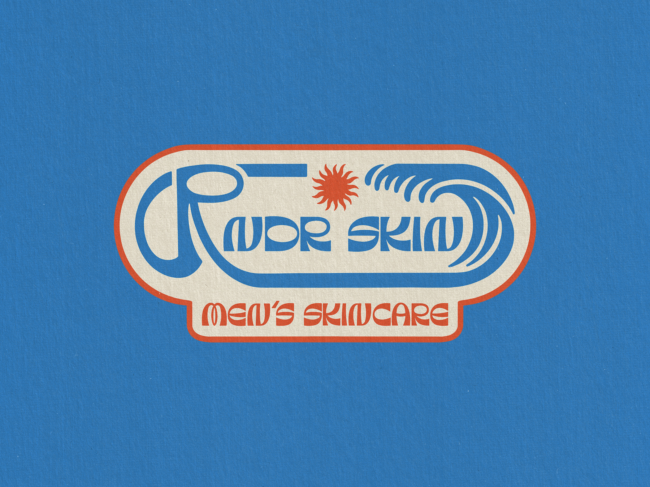 RNDR SKIN Badge Logo badge brand design brand identity branding branding design handdrawn identity design logo logo design retro sun surf vintage vintage badge visual identity waves