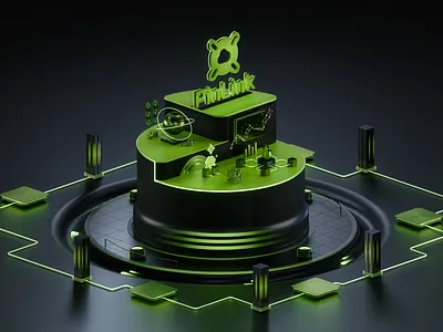 3D Illustration - Mining AI 3d 3d art black blender branding dark design diorama gradient green illustration isometric art logo neon ui
