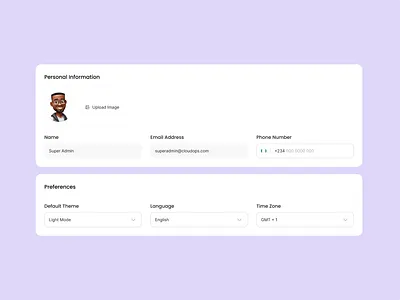 Profile Setting design ui ux