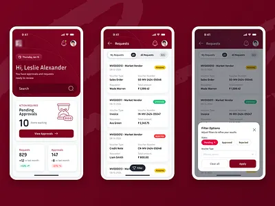 Vendor Approval & Finance Dashboard Mobile UI appdesign design mobileapp mobileui mobileux ui uidesign ux uxdesign