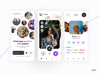 DateMatch - The new dating app. aesthetic app date dating dating app design minimalist trending ui vanilla