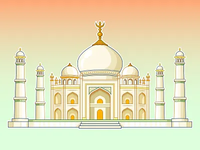 Taj Mahal Indian Vector Illustration background banner beehaya famous building icon iconic illustration indian landmark landscape taj mahal ui ux vector
