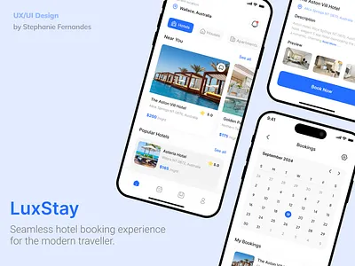 LuxStay App Concept app app design booking booking platform branding hotel minimalist mobile app design ui ux