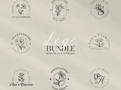 Botanical & Flowers Logo Bundle botanical brand identity branding colors creative elegant flowers graphic design illustration logo logo bundle minimalist mockup vector