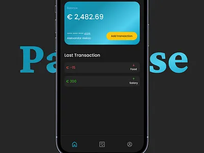 Home page for Finance app - PayWise app design finance home mobile money ui