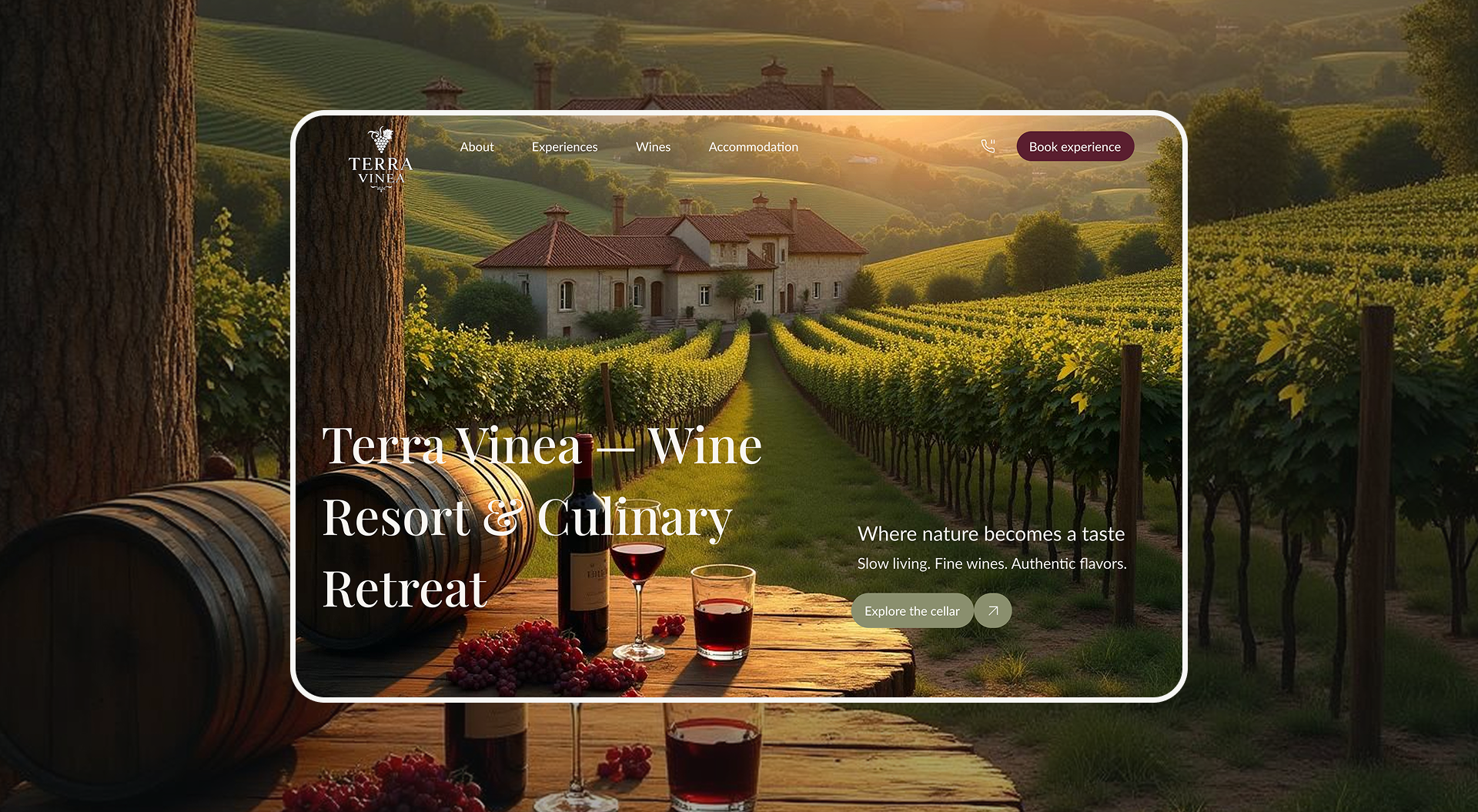 Terra Vinea | Wine Resort Landing Page Interaction