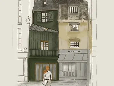 Parisian Life Digital Illustration architecture drawing illustration line art
